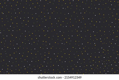 Space. Yellow and white star dots on a black horizontal background. Night sky.  Vector.