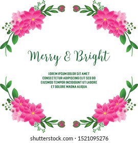 Space for your text, merry and bright, with sketch of colorful flower frame. Vector