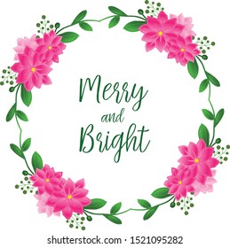 Space for your text, merry and bright, with sketch of colorful flower frame. Vector