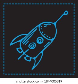 A spacebq ship made by a contour on a black background. Pin.
