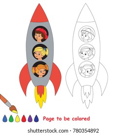 Spacechildren Rocket to be colored, the coloring book for preschool kids with easy educational gaming level.