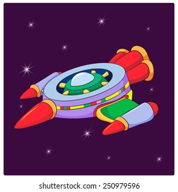 Spacecraft against the starry cosmos.