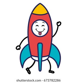 spacecraft base flat kawaii character