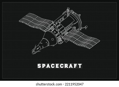 Spacecraft Blueprint Background Simple Vektor Flat Design