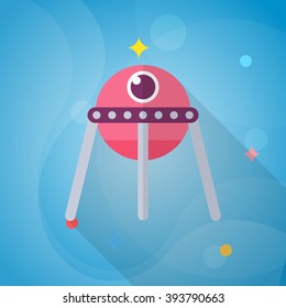 Spacecraft  flat  icon with long shadow,eps10,