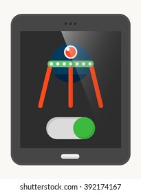 Spacecraft  flat  icon with Tablet,eps10,