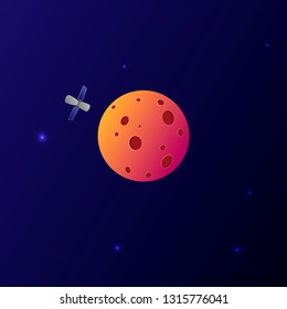 The spacecraft follows the planet vector graphics