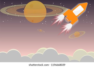 Spacecraft geared towards a vast space goal.vector art and illustration.