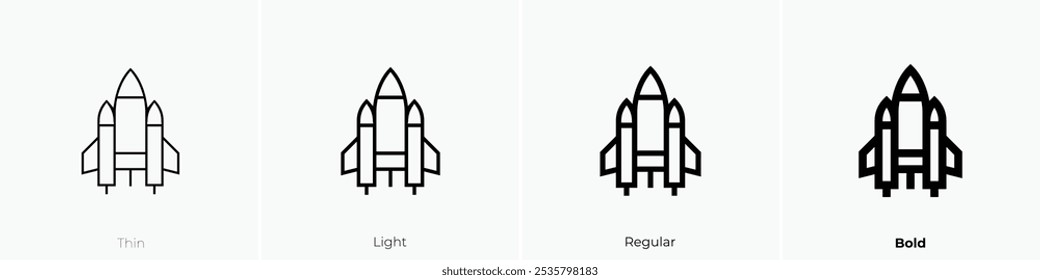 spacecraft icon. Thin, Light Regular And Bold style design isolated on white background