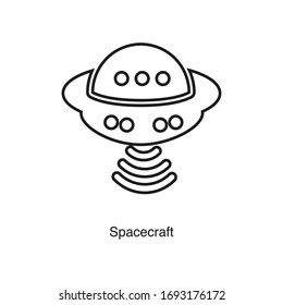 Spacecraft icon vector on white background. Black icon illustration