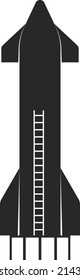Una nave espacial con una escalera. Un icono plano de un barco volador. Imagen vectorial aislada en un fondo blanco.