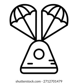 Spacecraft landing capsule with parachute deployed