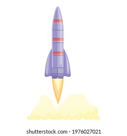 Spacecraft launch flight icon. Cartoon of Spacecraft launch flight vector icon for web design isolated on white background