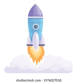 Spacecraft launch fly icon. Cartoon of Spacecraft launch fly vector icon for web design isolated on white background