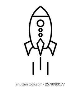 Spacecraft launch icon Black and white logo