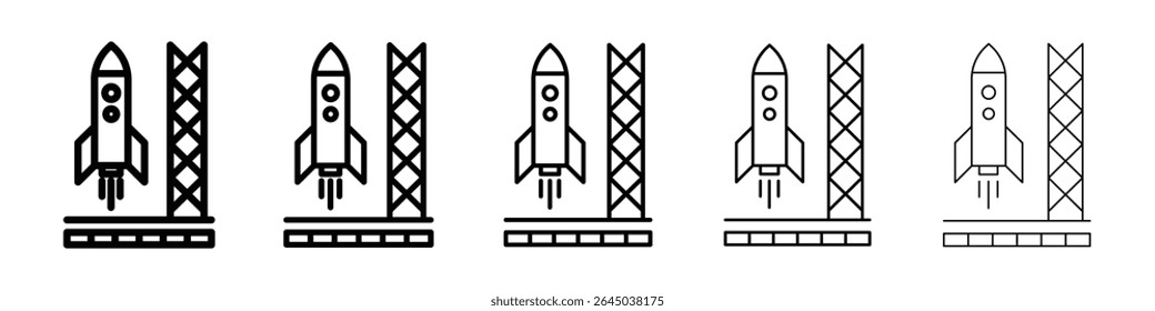 Spacecraft launch icon filled flat sign concept for web design.
