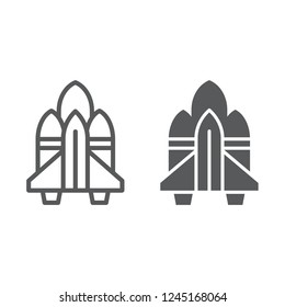 Spacecraft line and glyph icon, astronomy and spaceship, rocket sign, vector graphics, a linear pattern on a white background, eps 10.