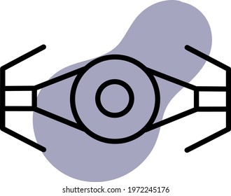 Spacecraft machine, icon illustration, vector on white background