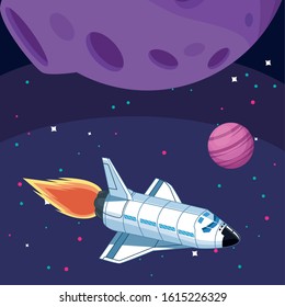 spacecraft moon planet astronomy space exploration vector illustration