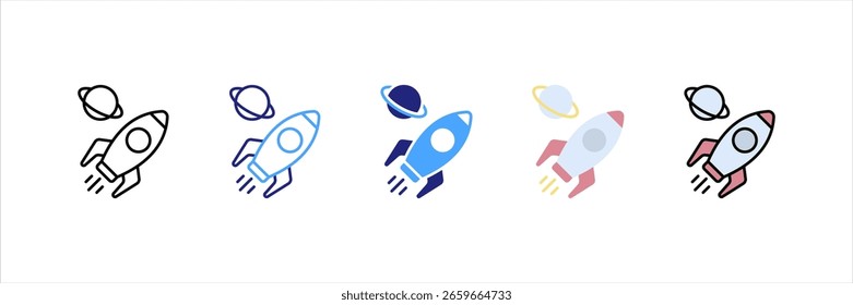 Conjunto de ícones de vários estilos de espaçonave