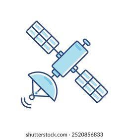 Spacecraft orbiting earth. Illustration of a satellite in orbit around Earth, symbolizing technology and communication.