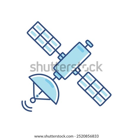 Spacecraft orbiting earth. Illustration of a satellite in orbit around Earth, symbolizing technology and communication.