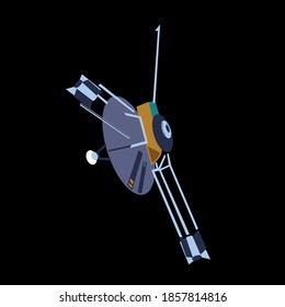 spacecraft pioneer 11 in cartoon style 2d. vector