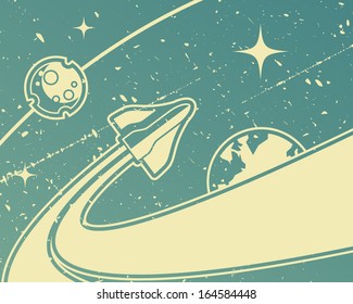 Spacecraft Retro Space Theme Background