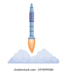 Spacecraft rocket launch icon. Cartoon of Spacecraft rocket launch vector icon for web design isolated on white background