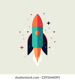 Spacecraft rocket vector cartoon flat style