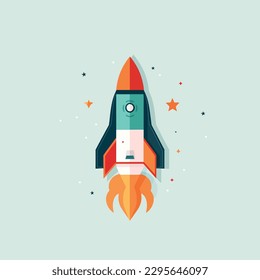 Spacecraft rocket vector cartoon flat style