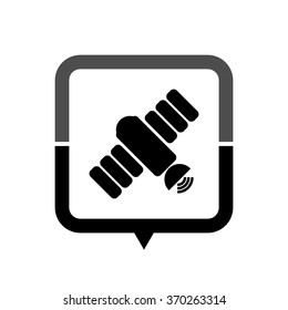 Spacecraft; satellite - black vector icon; map pointer;  message bubble