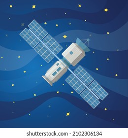 Spacecraft or satellite illustration and space theme. Vector design.