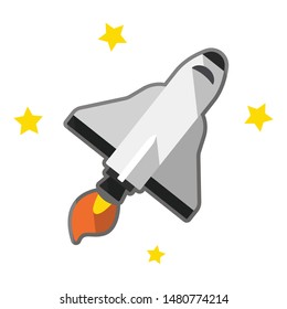Spacecraft in shadow flat style isolated vector
