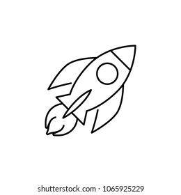 spacecraft ship rocket line black vector icon