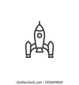 Shuttleservice-Symbol für Raumfahrzeuge. lineares Stilzeichen für mobiles Konzept und Webdesign. Space Shuttle Umriss Vektorsymbol. Symbol, Logo-Abbildung. Vektorgrafik