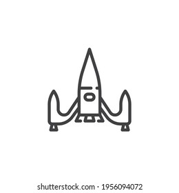 Icono de línea de lanzadera de naves espaciales. signo de estilo lineal para concepto móvil y diseño web. Icono vector de contorno del transbordador espacial. Símbolo, ilustración del logotipo. Gráficos vectoriales