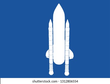 spacecraft silhouette on blue background vector