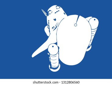 spacecraft silhouette on blue background vector