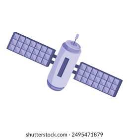 Spacecraft with solar panels orbiting around earth receiving and transmitting signals