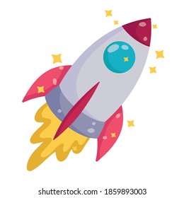 spacecraft space galaxy astronomy in cartoon style vector illustration