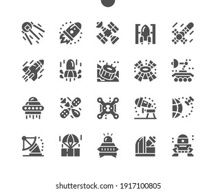 Spacecraft. Space satellite. Moon rover. Navigation, science, spaceship, ship, technology, flight, galaxy, exploration, astronomy. Technology and innovation. Vector Solid Icons. Simple Pictogram