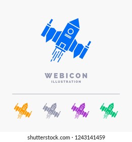 spacecraft, spaceship, ship, space, alien 5 Color Glyph Web Icon Template isolated on white. Vector illustration