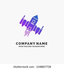 spacecraft, spaceship, ship, space, alien Purple Business Logo Template. Place for Tagline.