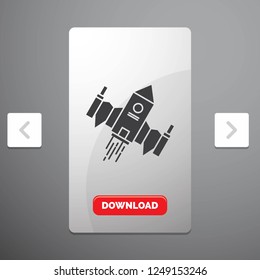 spacecraft, spaceship, ship, space, alien Glyph Icon in Carousal Pagination Slider Design & Red Download Button