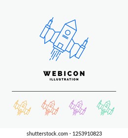spacecraft, spaceship, ship, space, alien 5 Color Line Web Icon Template isolated on white. Vector illustration