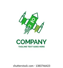 spacecraft, spaceship, ship, space, alien Flat Business Logo template. Creative Green Brand Name Design.