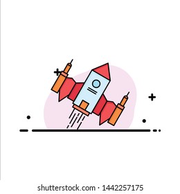 spacecraft, spaceship, ship, space, alien Flat Color Icon Vector