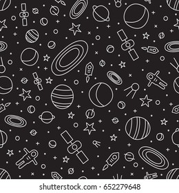 Spacecraft and the universe, Seamless pattern background.
