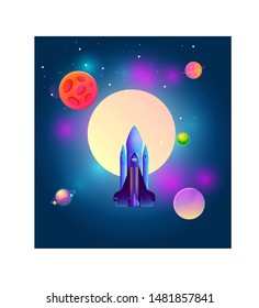 Spacecraft vector illustration for learning about science